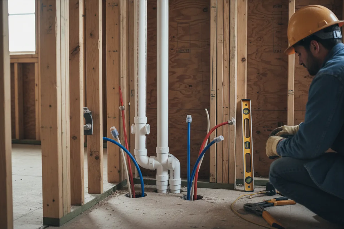 Drain and supply rough-in during Toilet Repair and Installation in West Hartford